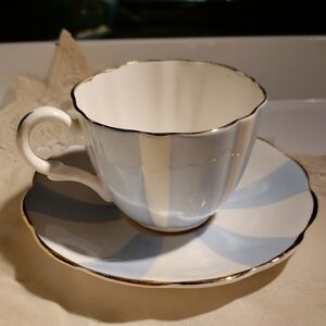 Elegant Blue and White Bone China Teacup Set